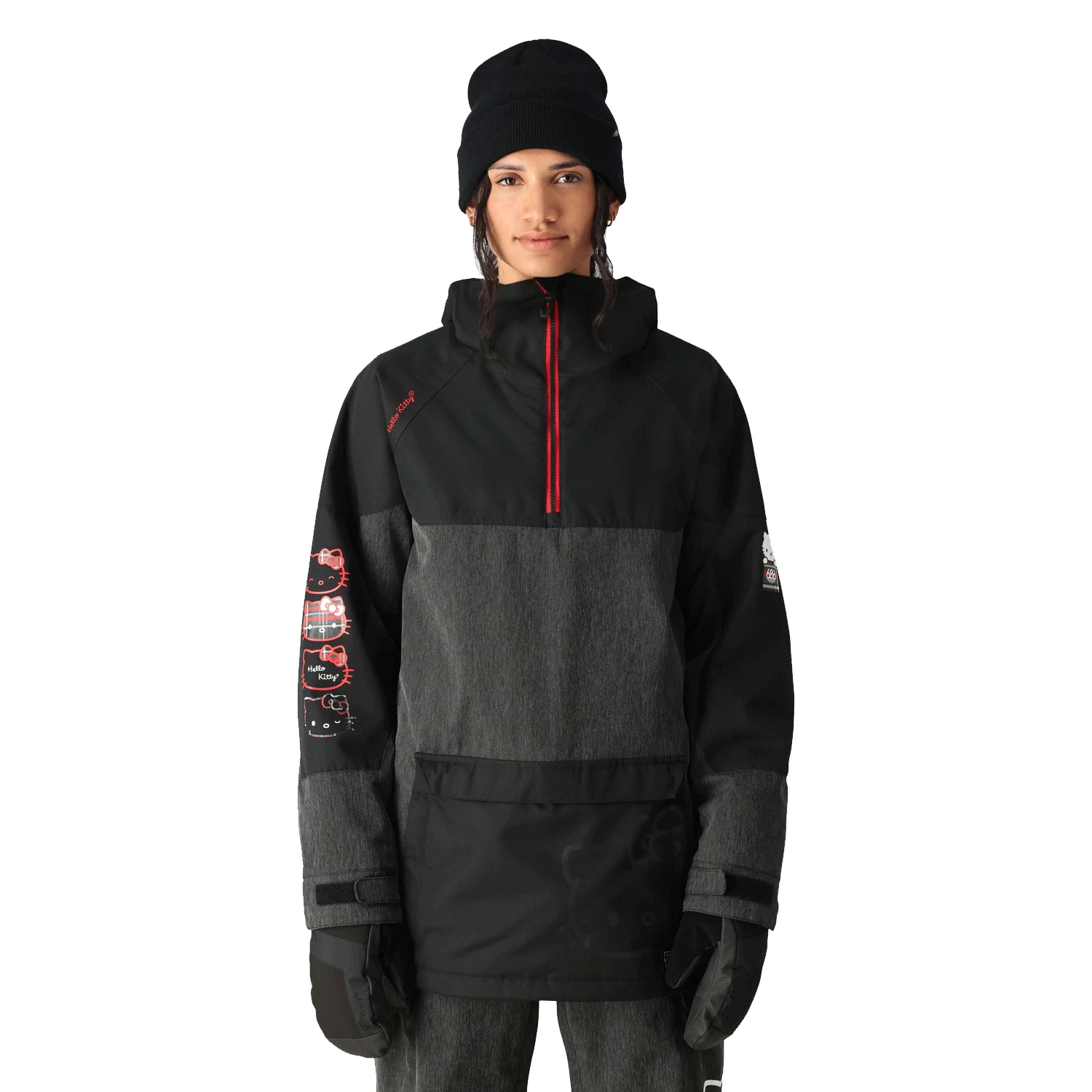 686 Women's Upton Anorak 2025 Hello Kitty Black Denim