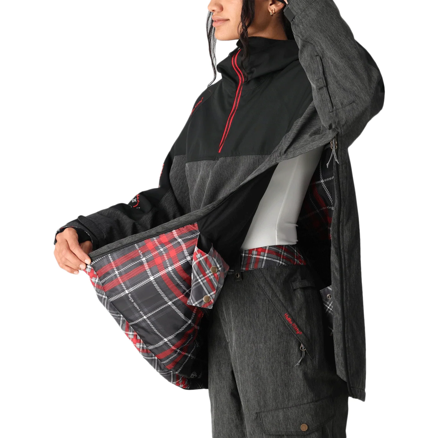 686 Women's Upton Anorak 2025 Hello Kitty Black Denim - Image 3