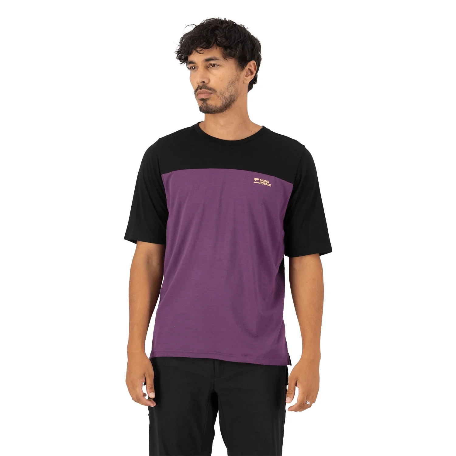 Mons Royale Men's Diversion Merino S/S Bike Jersey Boysenberry/Black