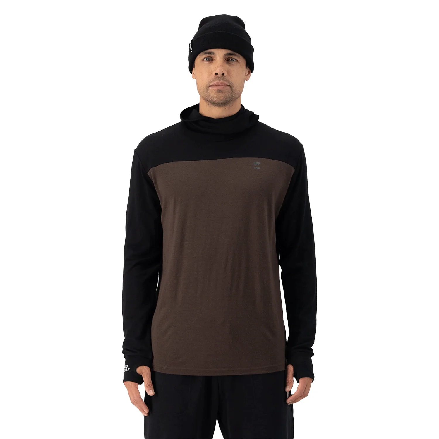 Mons Royale Men's Yotei Powder Hood L/S Top 2025 Cedar/Black