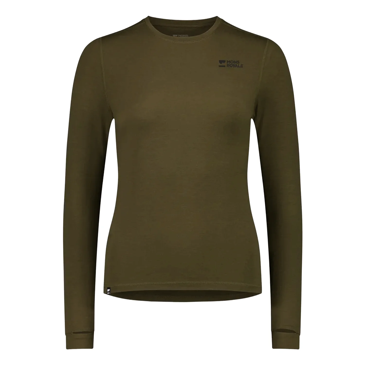 Mons Royale Women's Cascade Merino Long Sleeve Base Layer 2026 Dark Olive - Image 4