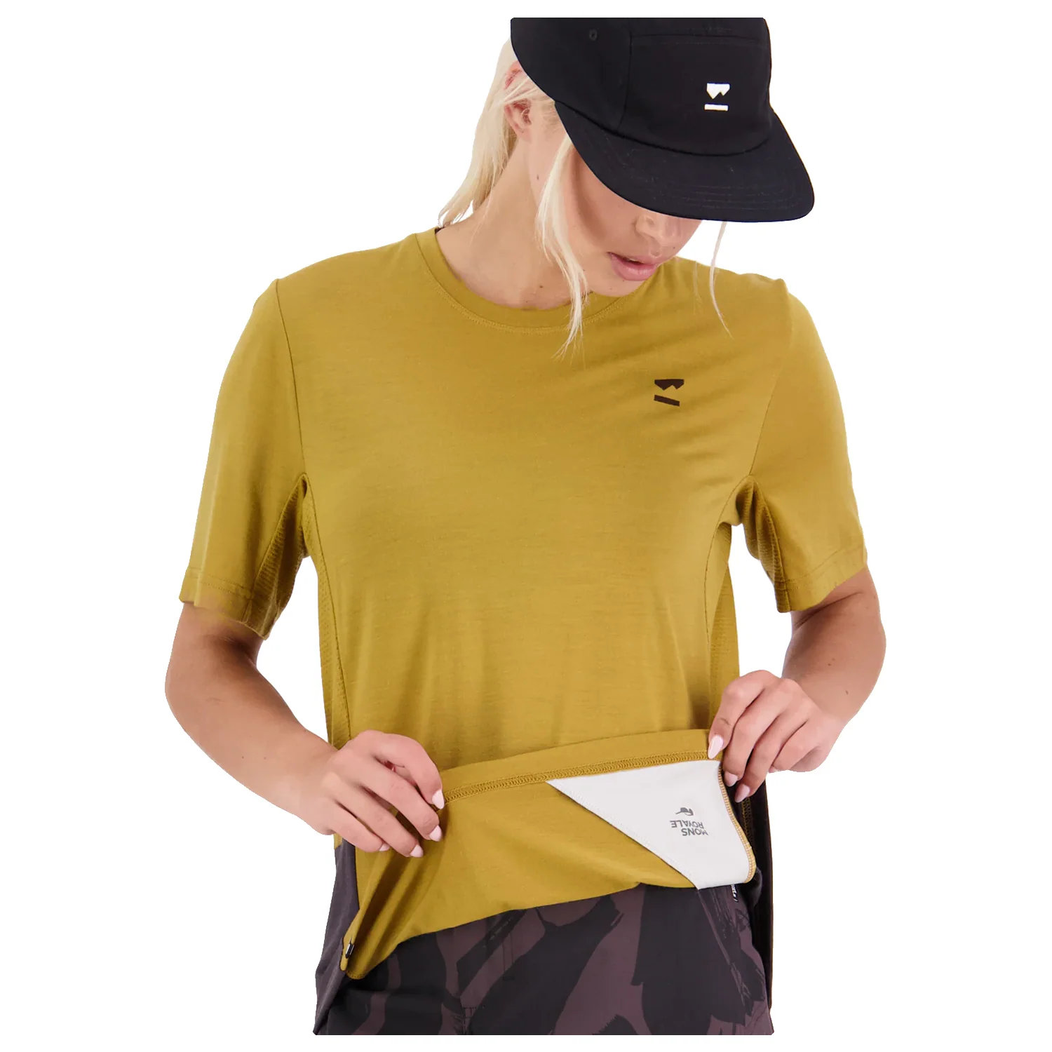 Mons Royale Women's Tarn Merino Shift T Shirt 2024 Shale/Cumin - Image 4