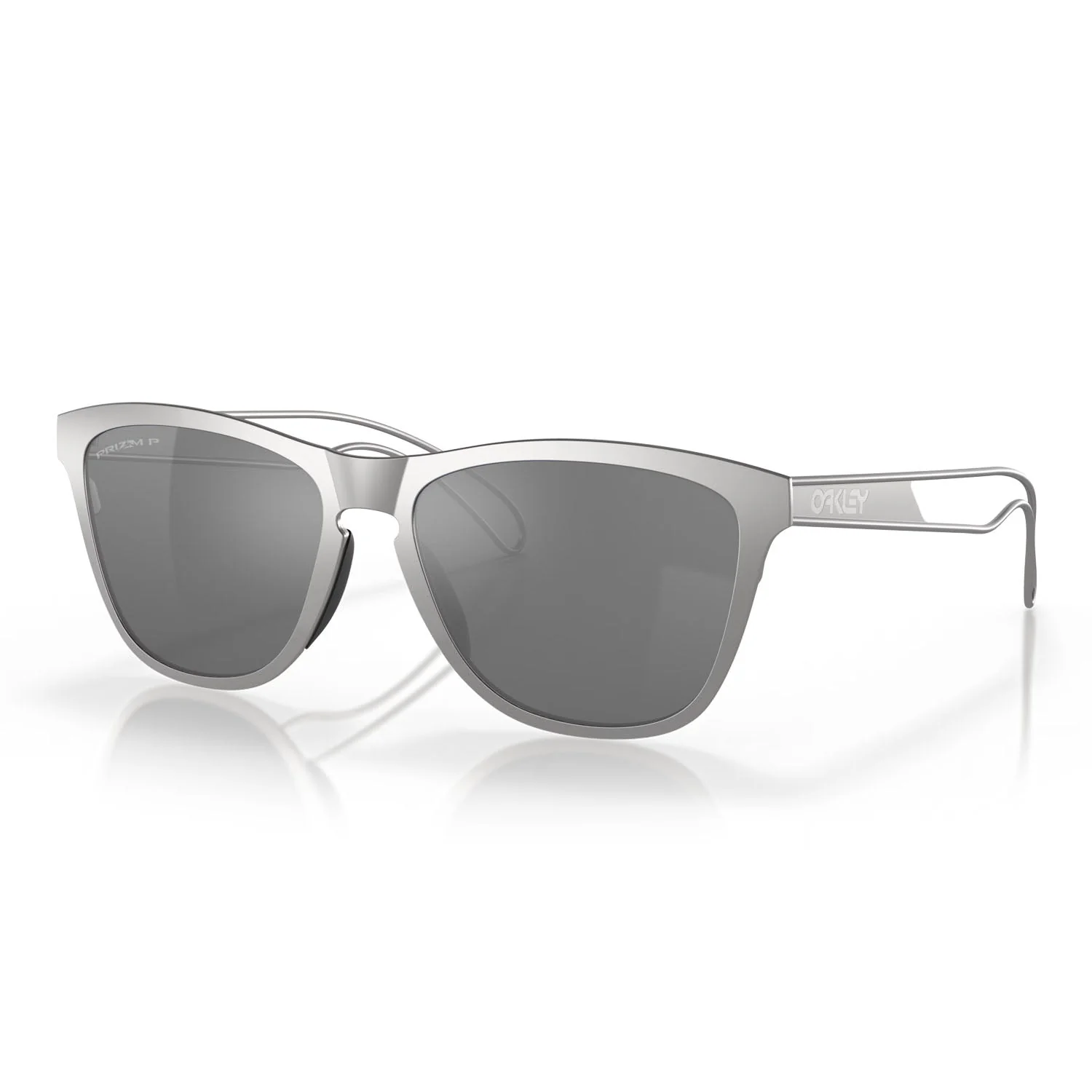Oakley Frogskins Ti Sunglasses Raw Titanium/Prizm Black Polarized