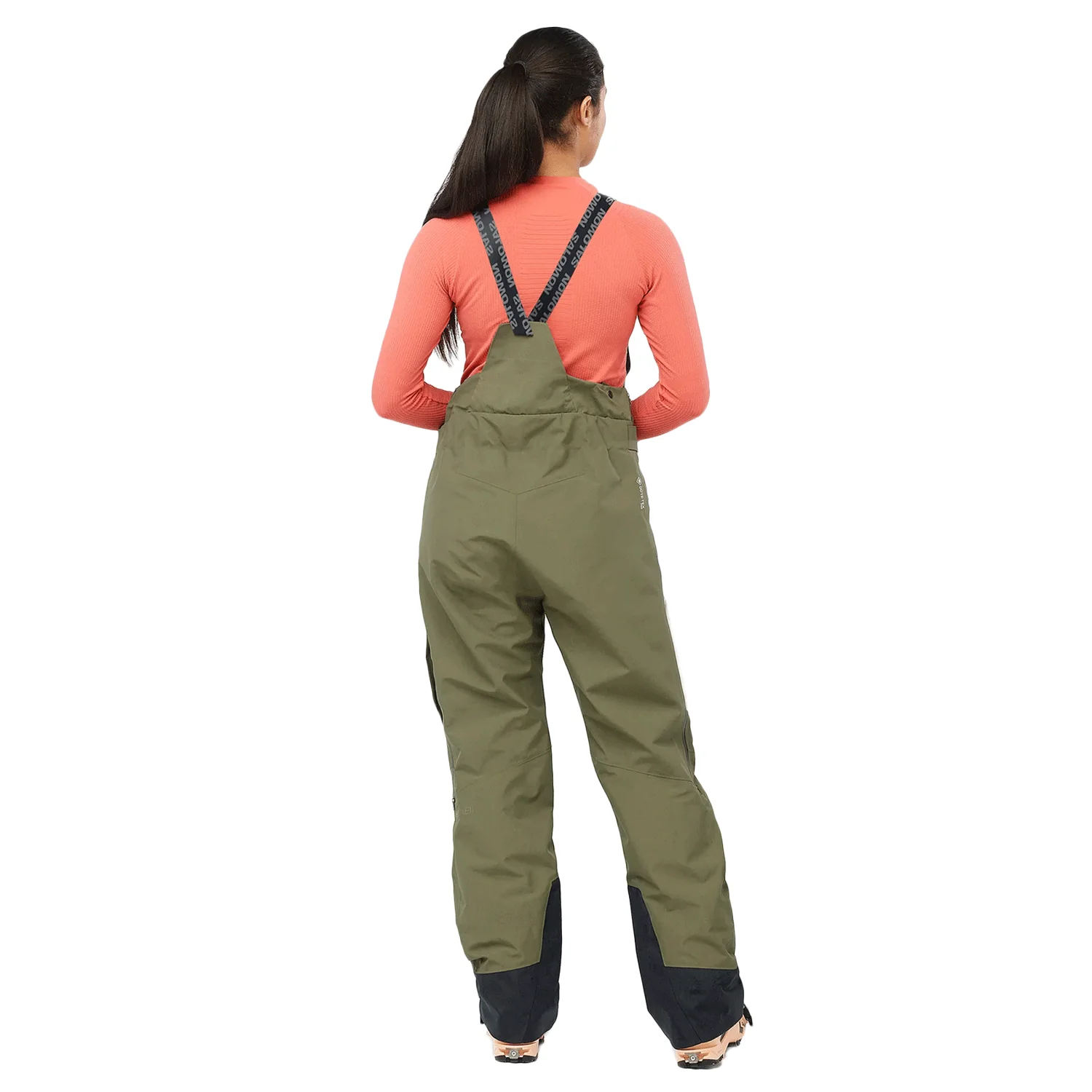 Salomon Women's QST Gore-Tex Pro Bib Pant 2024 Olive Night/Almond Milk - Image 2