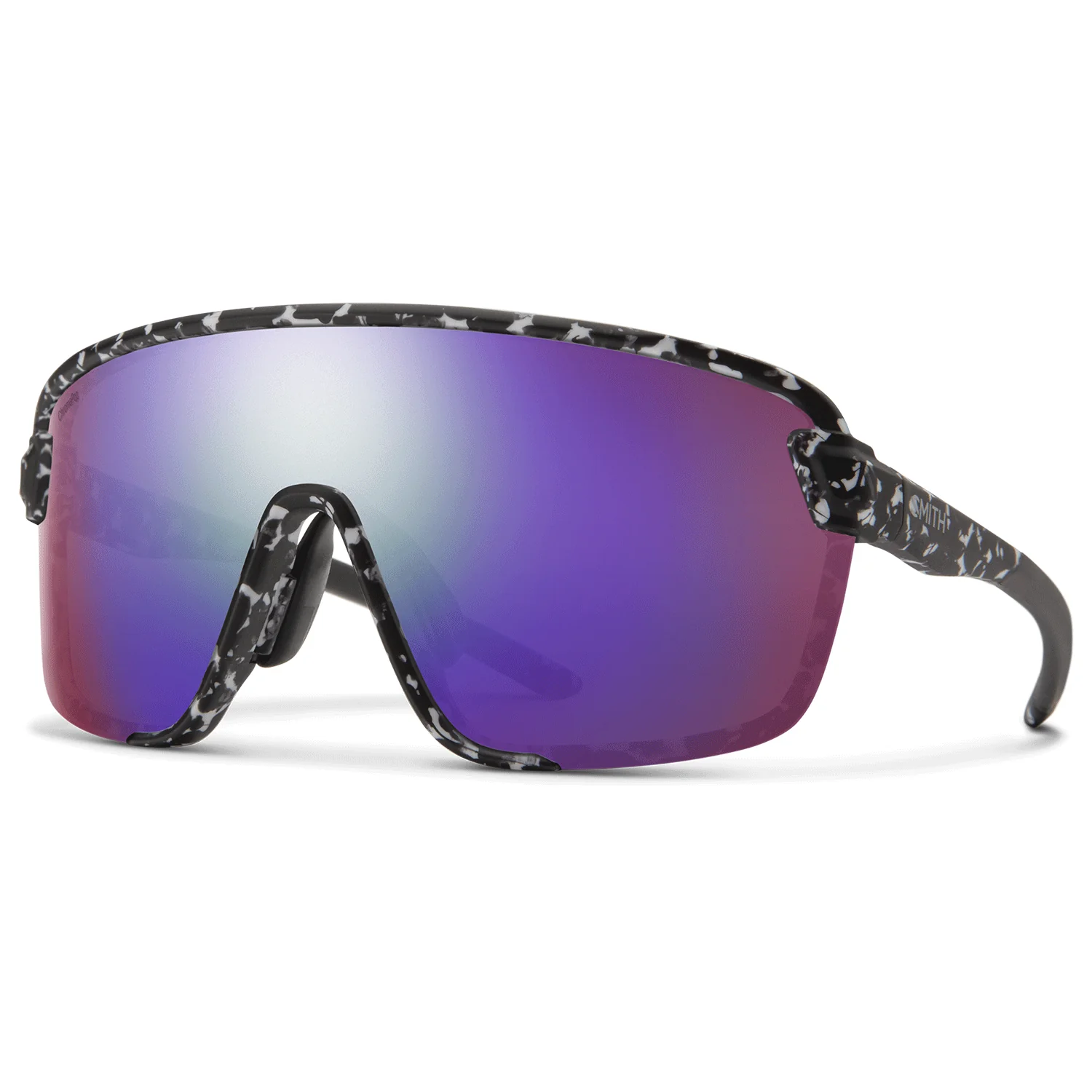 Smith Bobcat Sunglasses Matte Black Marble/ChromaPop Violet Mirror + Clear