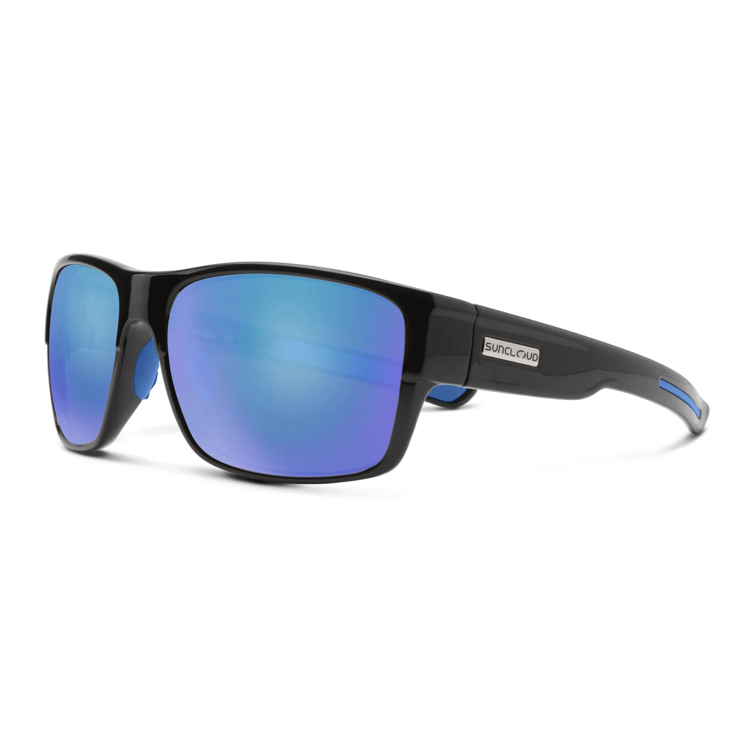 Suncloud Range Sunglasses Black/Polarized Blue Mirror